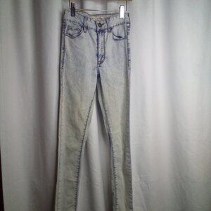 Bullhead Denim Jeans 0 Juniors Super High Rise Skinniest Skinny Acid Wash Blue
